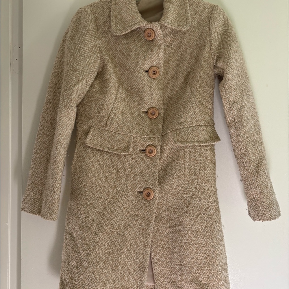 Elegant Tan Tweedlike Coat